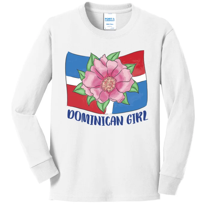 Dominican Girl Flag Kids Long Sleeve Shirt