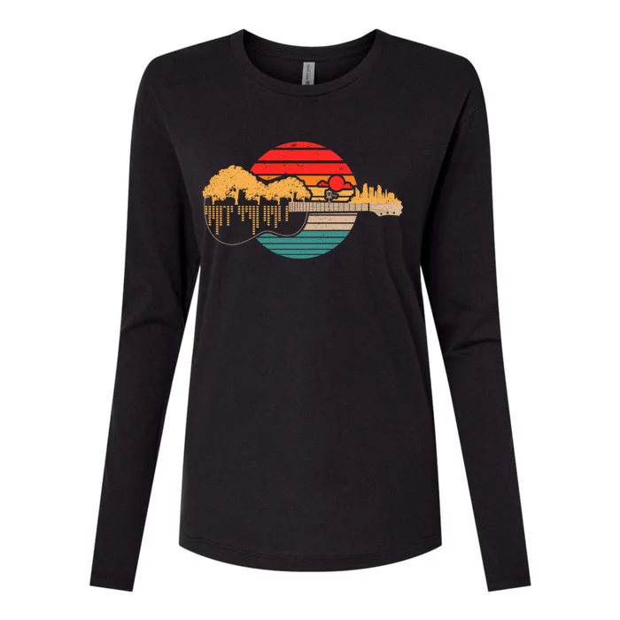 Disc Golf Flying Disc Disc Golf Sunset Guitar Womens Cotton Relaxed Long Sleeve T-Shirt