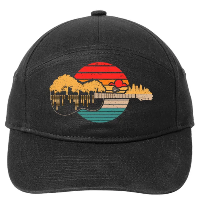 Disc Golf Flying Disc Disc Golf Sunset Guitar 7-Panel Snapback Hat