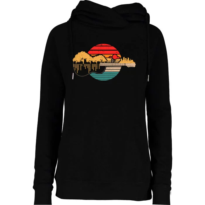 Disc Golf Flying Disc Disc Golf Sunset Guitar Womens Funnel Neck Pullover Hood