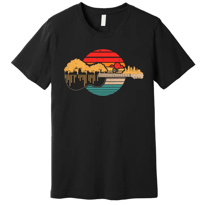 Disc Golf Flying Disc Disc Golf Sunset Guitar Premium T-Shirt