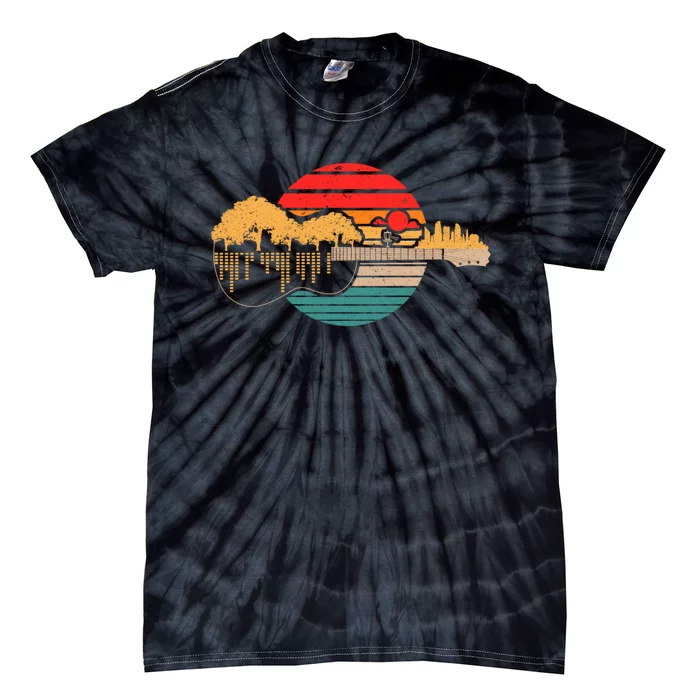 Disc Golf Flying Disc Disc Golf Sunset Guitar Tie-Dye T-Shirt