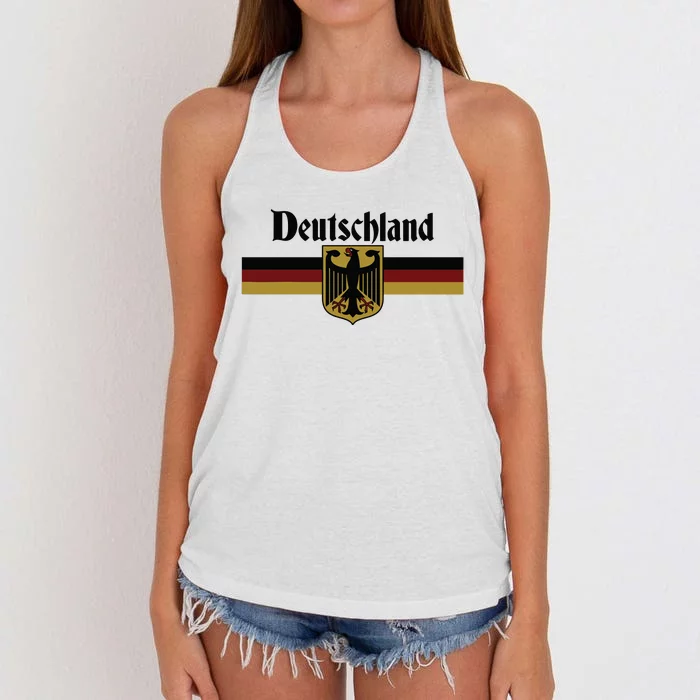 Deutschland Germany Flag Coat Of Arms Eagle Banner Vintage Women's Knotted Racerback Tank