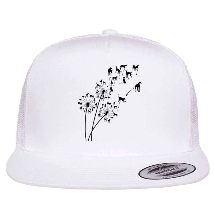 Dandelion Greyhound Flower Floral Greyhound Tree Flat Bill Trucker Hat