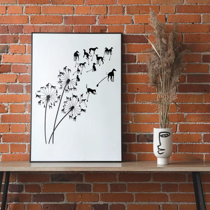 Dandelion Greyhound Flower Floral Greyhound Tree Poster