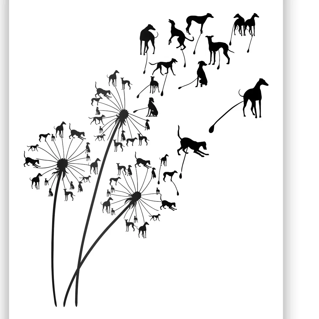 Dandelion Greyhound Flower Floral Greyhound Tree Poster