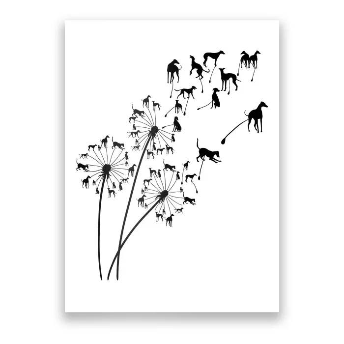 Dandelion Greyhound Flower Floral Greyhound Tree Poster