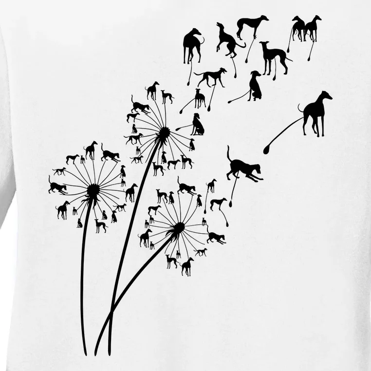 Dandelion Greyhound Flower Floral Greyhound Tree Ladies Long Sleeve Shirt