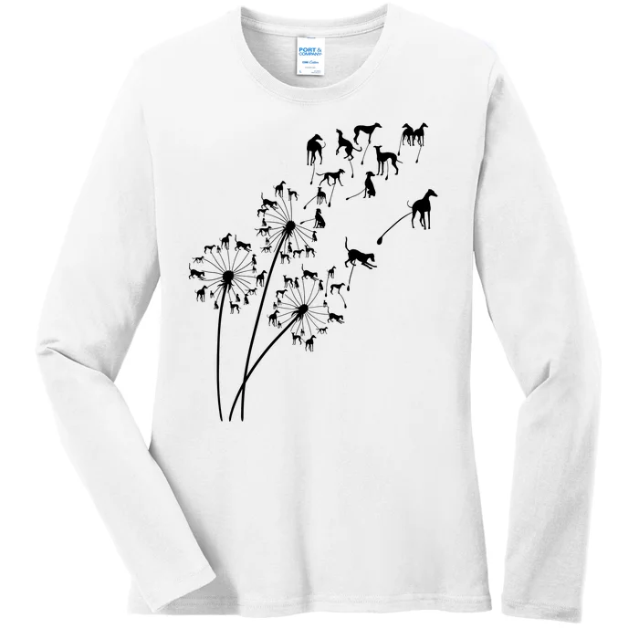 Dandelion Greyhound Flower Floral Greyhound Tree Ladies Long Sleeve Shirt