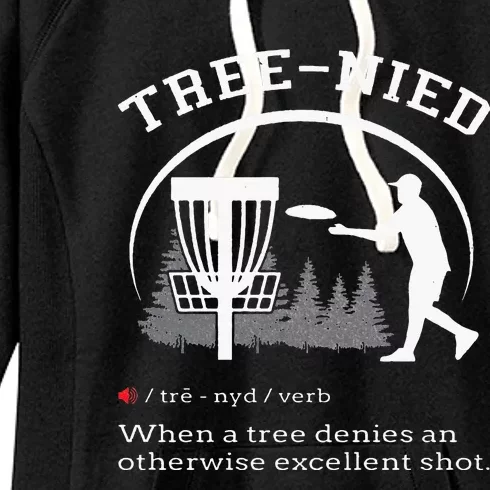 Disc Golf Funny Stupid Tree Treenied II Women's Fleece Hoodie