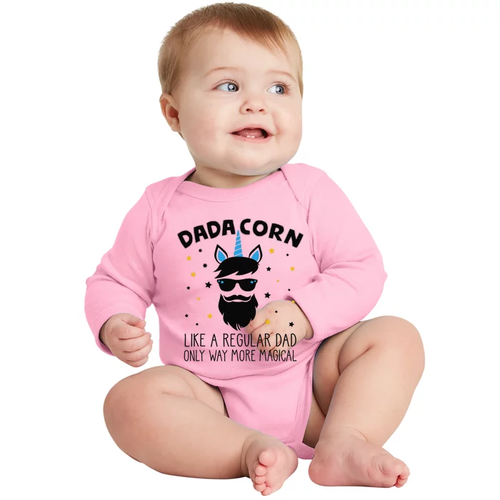 Dadacorn Gift Father's Day Daddy Beard Graphic Dad Unicorn Baby Long Sleeve Bodysuit