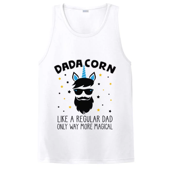 Dadacorn Gift Father's Day Daddy Beard Graphic Dad Unicorn Performance Tank