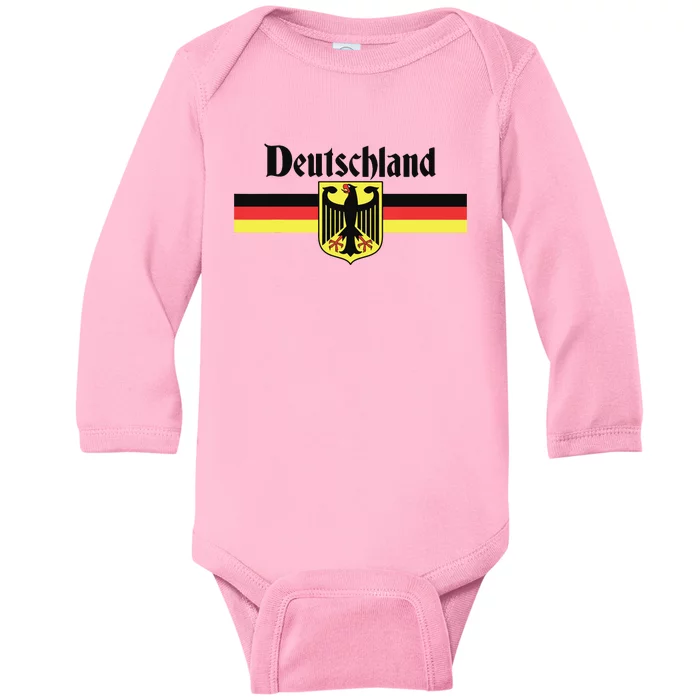 DEUTSCHLAND Germany Flag Coat Of Arms Eagle Banner Vintage Baby Long Sleeve Bodysuit