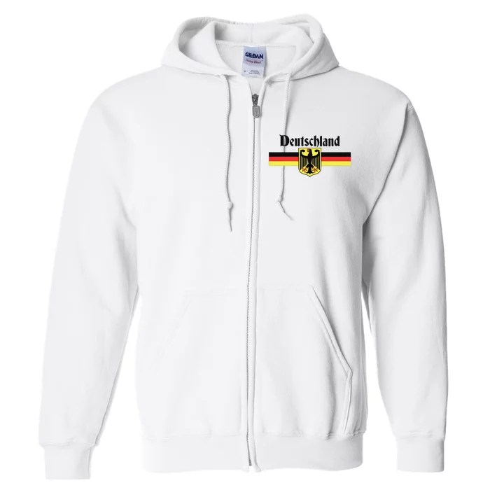 DEUTSCHLAND Germany Flag Coat Of Arms Eagle Banner Vintage Full Zip Hoodie