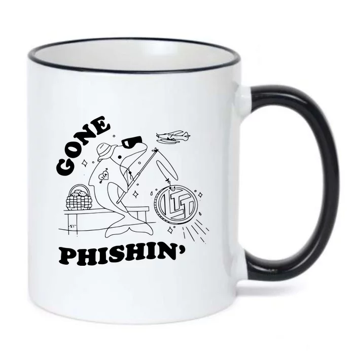 Dolphins Gone Fishin Black Color Changing Mug