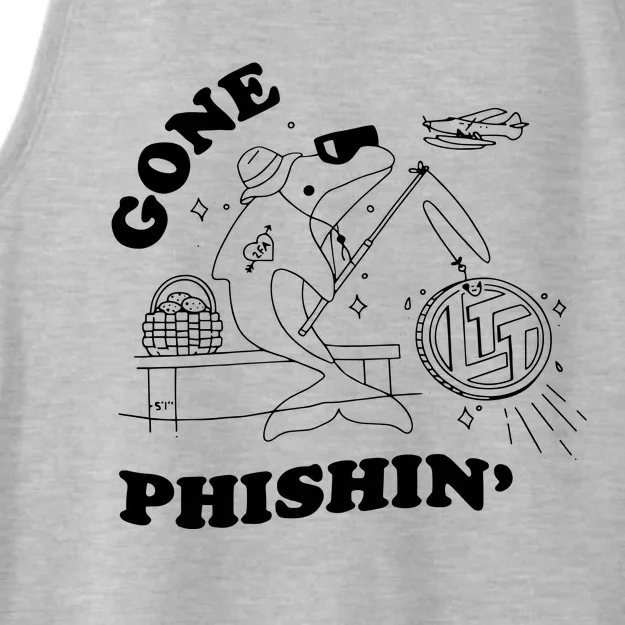 Dolphins Gone Fishin Ladies Tri-Blend Wicking Tank