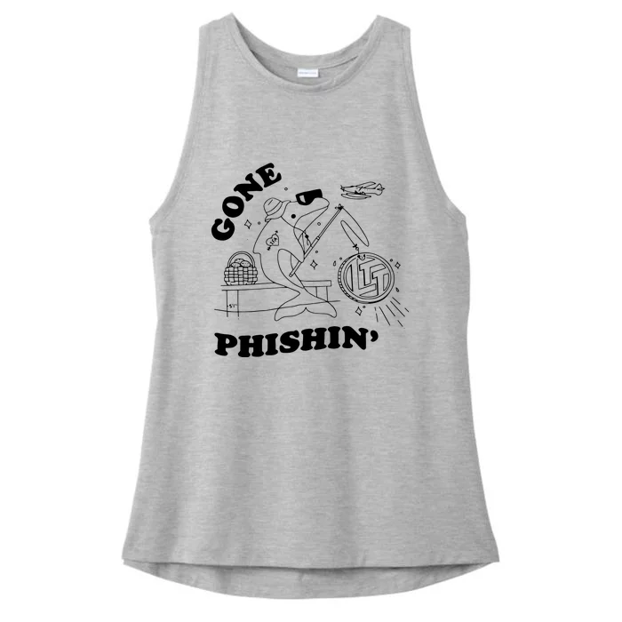 Dolphins Gone Fishin Ladies Tri-Blend Wicking Tank