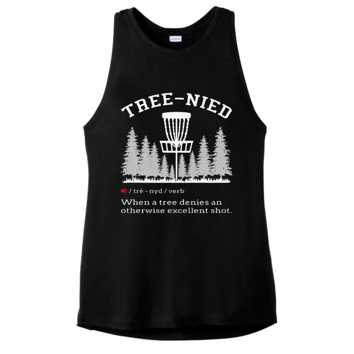 Disc Golf Funny Stupid Tree Treenied IV Ladies Tri-Blend Wicking Tank