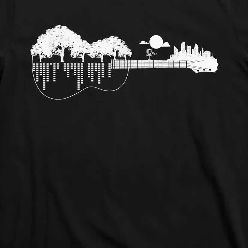 Disc Golf Flying Disc - Disc Golf Sunset Guitar T-Shirt