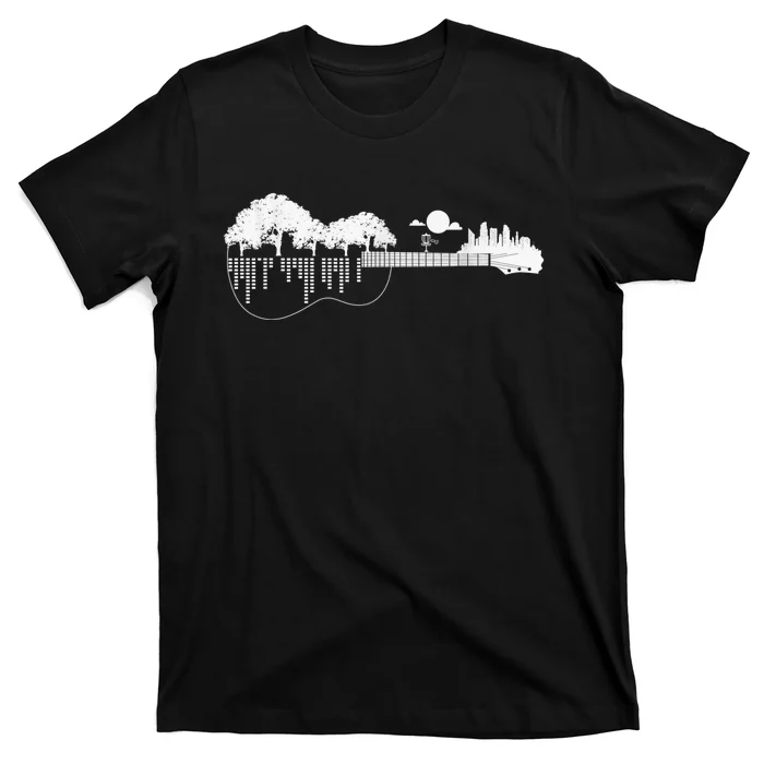 Disc Golf Flying Disc - Disc Golf Sunset Guitar T-Shirt