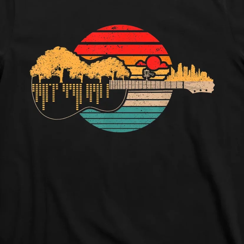 Disc Golf Flying Disc - Disc Golf Sunset Guitar T-Shirt