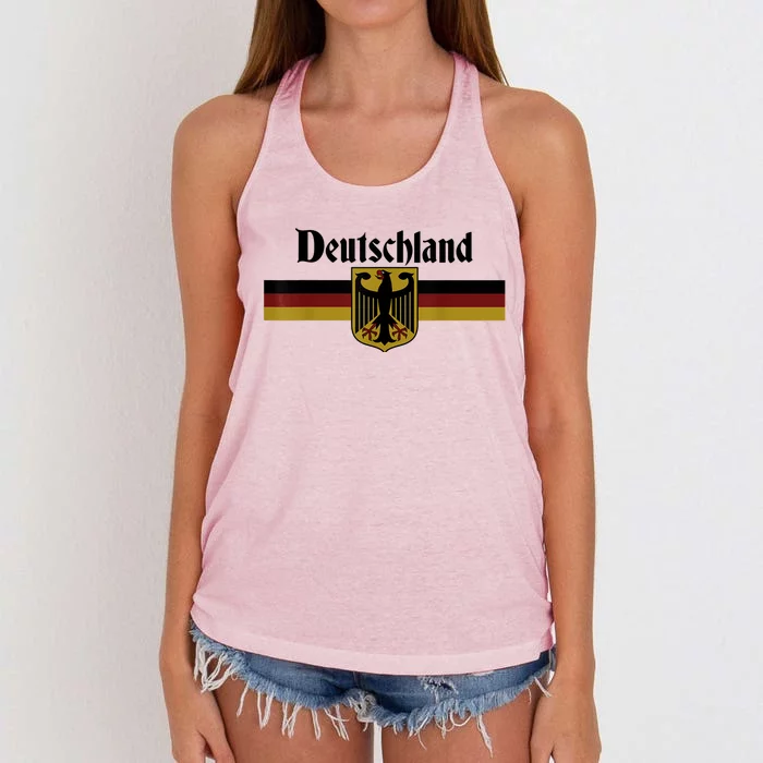 DEUTSCHLAND Germany Flag Coat of Arms Eagle Banner Vintage Women's Knotted Racerback Tank