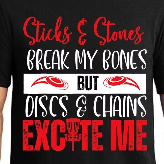 Disc Golf Funny Discs & Chains Excite Me Red Pajama Set