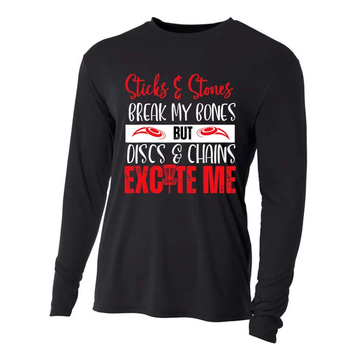 Disc Golf Funny Discs & Chains Excite Me Red Cooling Performance Long Sleeve Crew