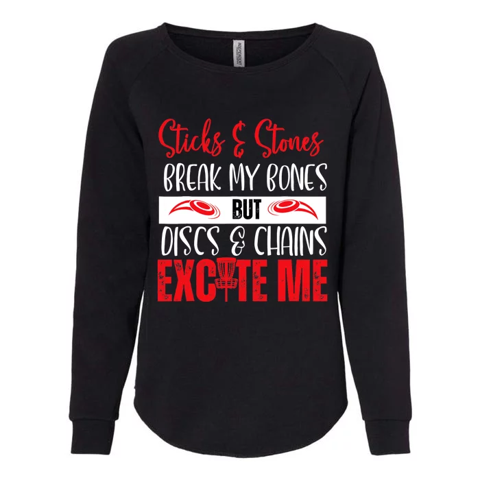 Disc Golf Funny Discs & Chains Excite Me Red Womens California Wash Sweatshirt