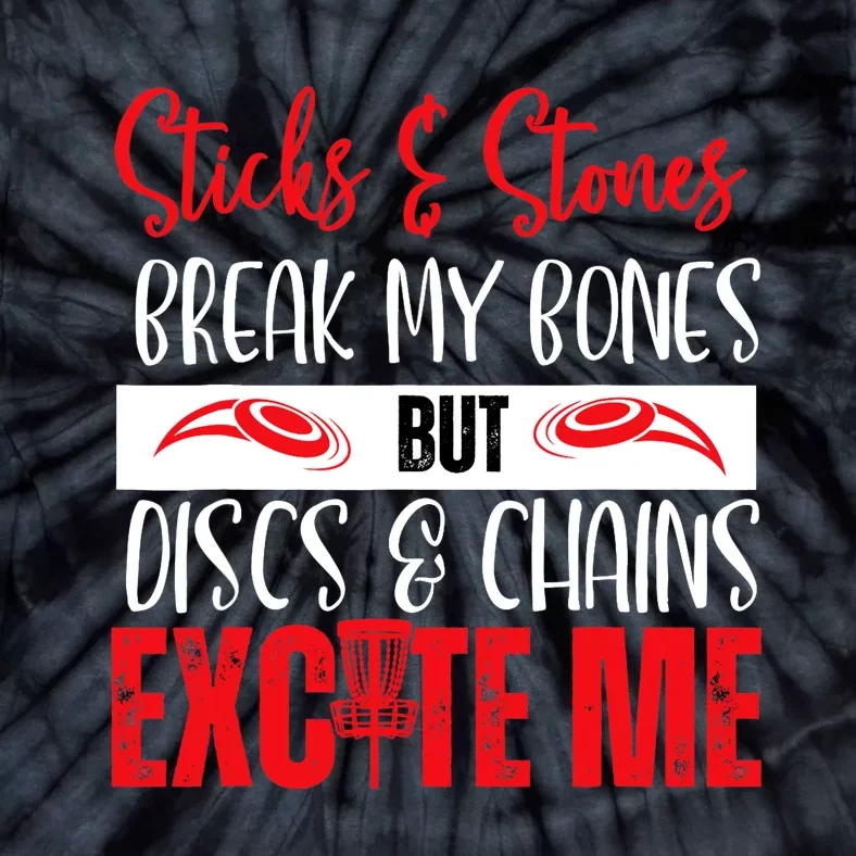 Disc Golf Funny Discs & Chains Excite Me Red Tie-Dye T-Shirt