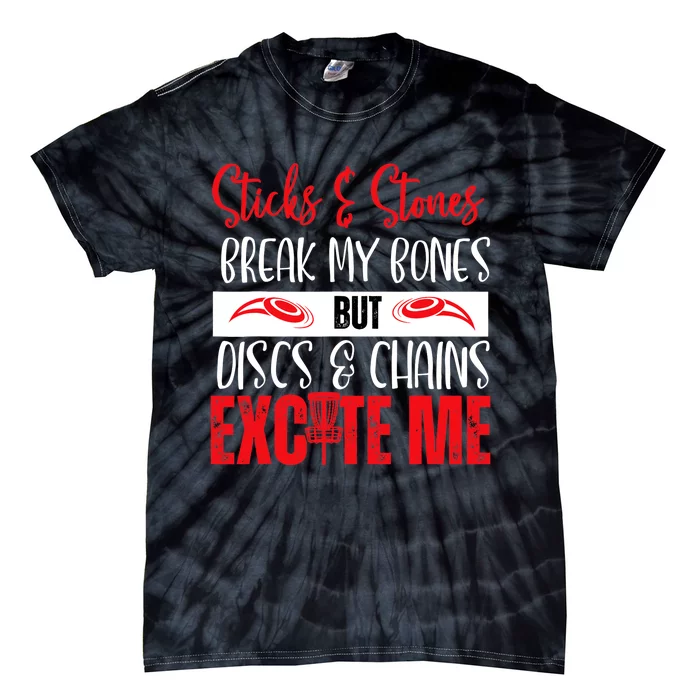 Disc Golf Funny Discs & Chains Excite Me Red Tie-Dye T-Shirt