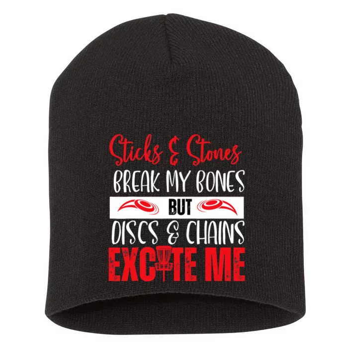 Disc Golf Funny Discs & Chains Excite Me Red Short Acrylic Beanie