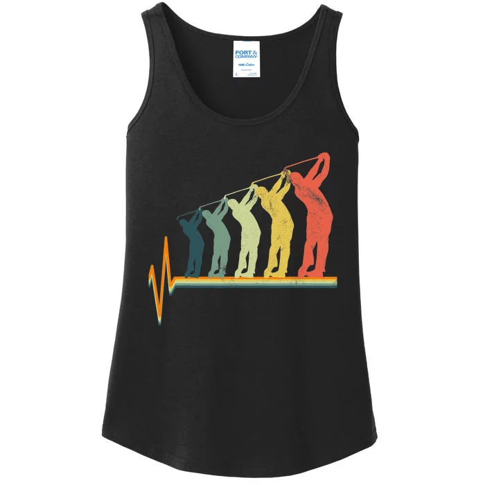 Disc Golf Frisbee Player Disc Golfer Basket EKG Heartbeat Ladies Essential Tank