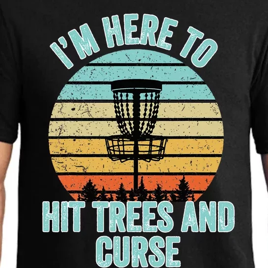 Disc Golf Funny Hit Trees And Curse Retro Disc Golf Pajama Set