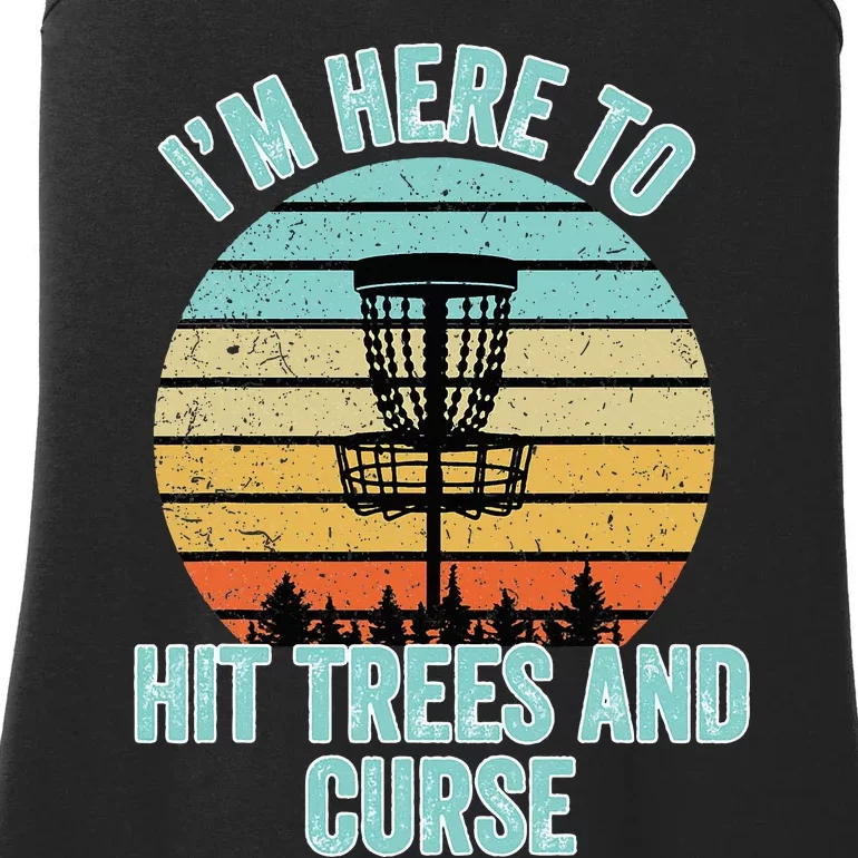 Disc Golf Funny Hit Trees And Curse Retro Disc Golf Ladies Essential Tank