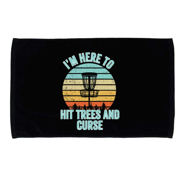 Disc Golf Funny Hit Trees And Curse Retro Disc Golf Microfiber Hand Towel