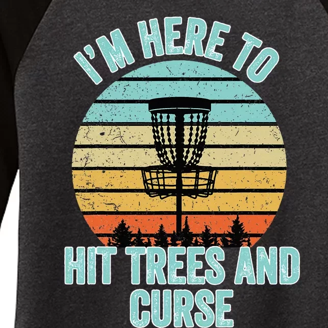 Disc Golf Funny Hit Trees And Curse Retro Disc Golf Women's Tri-Blend 3/4-Sleeve Raglan Shirt