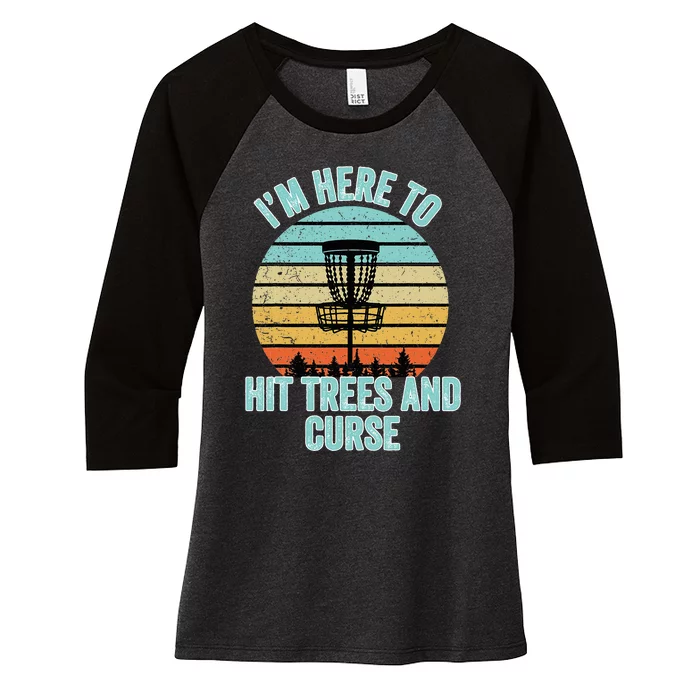 Disc Golf Funny Hit Trees And Curse Retro Disc Golf Women's Tri-Blend 3/4-Sleeve Raglan Shirt