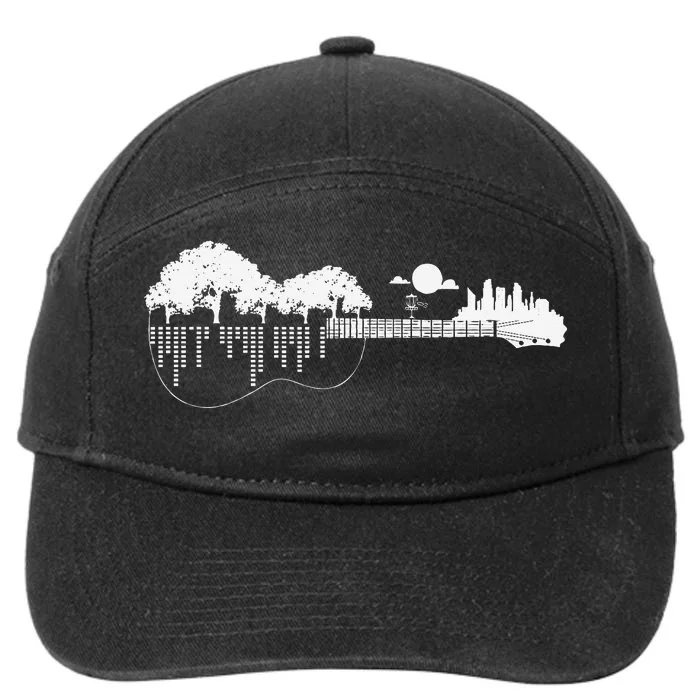 Disc Golf Flying Disc Disc Golf Sunset Guitar 7-Panel Snapback Hat