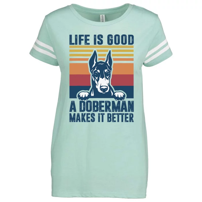 Doberman Gifts For  Doberman Dog Dad Mom Enza Ladies Jersey Football T-Shirt