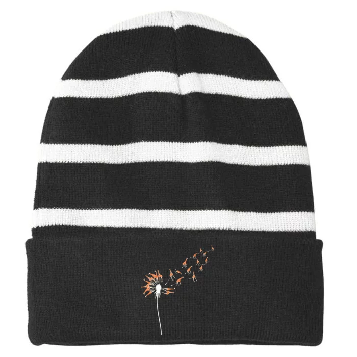 Dandelion Giraffes For Giraffe Lover Striped Beanie with Solid Band