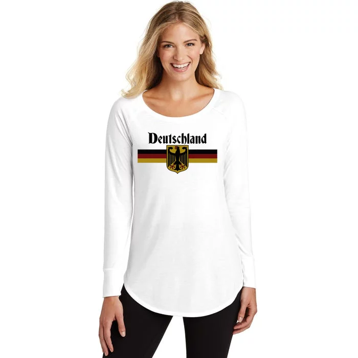 Deutschland Germany Flag Coat Of Arms Eagle Banner Women's Perfect Tri Tunic Long Sleeve Shirt