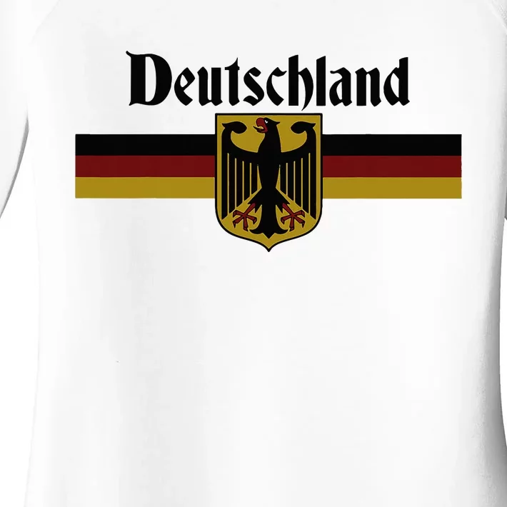 Deutschland Germany Flag Coat Of Arms Eagle Banner Women's Perfect Tri Tunic Long Sleeve Shirt