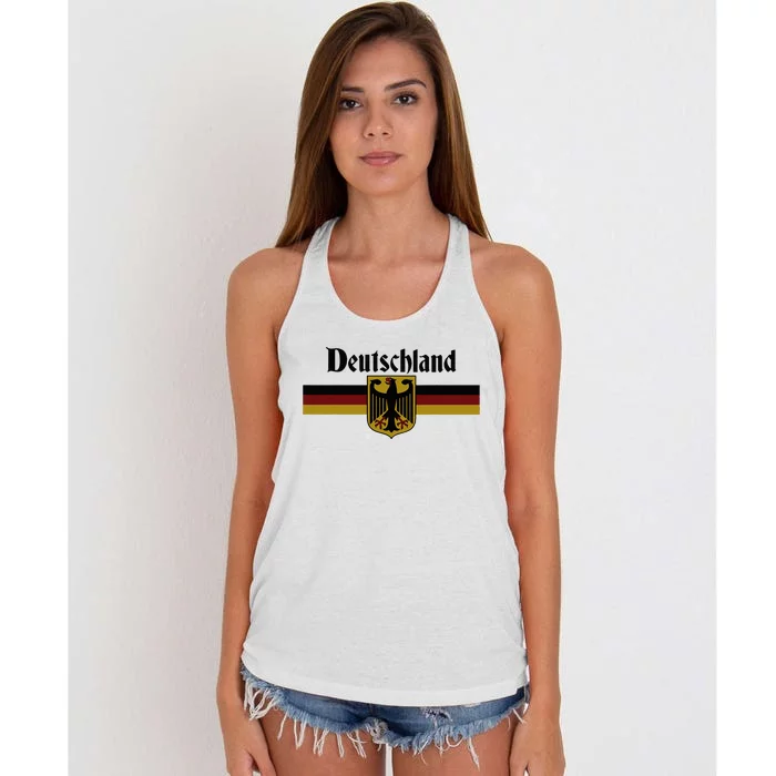 Deutschland Germany Flag Coat Of Arms Eagle Banner Women's Knotted Racerback Tank