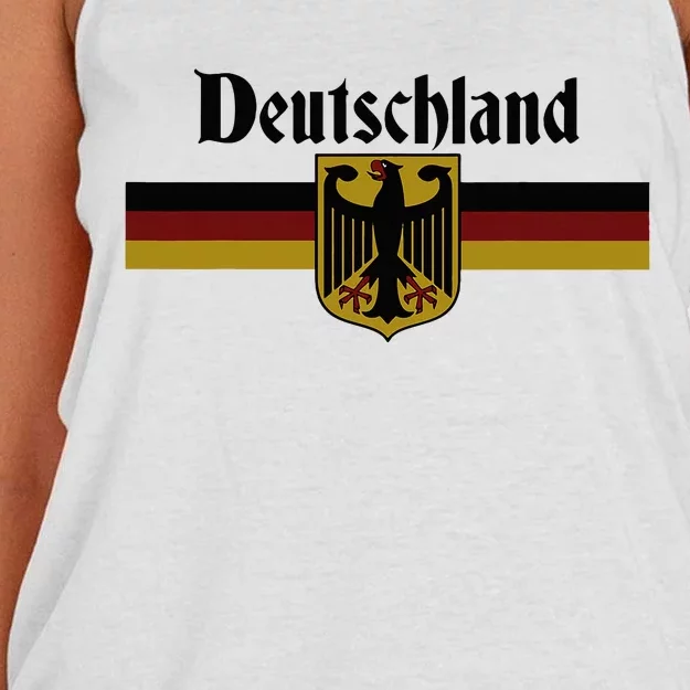 Deutschland Germany Flag Coat Of Arms Eagle Banner Women's Knotted Racerback Tank