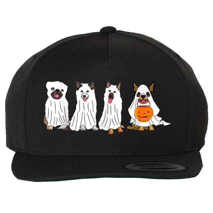 Dog Ghost Funny Halloween Mummy Dog Lover Matching Family Wool Snapback Cap