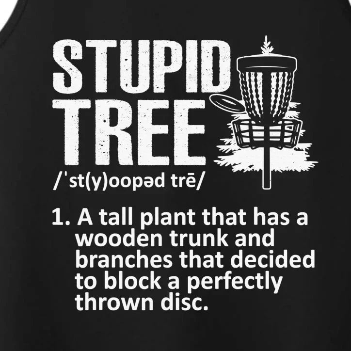 Disc Golf Funny Stupid Tree Disc Golf Player Team Performance Tank