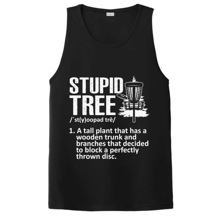 Disc Golf Funny Stupid Tree Disc Golf Player Team Performance Tank