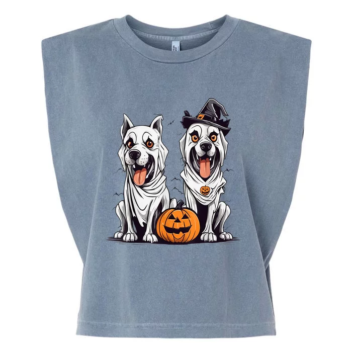 Dog Ghost Funny Halloween Mummy Dog Lover Matching Family Garment-Dyed Women's Muscle Tee