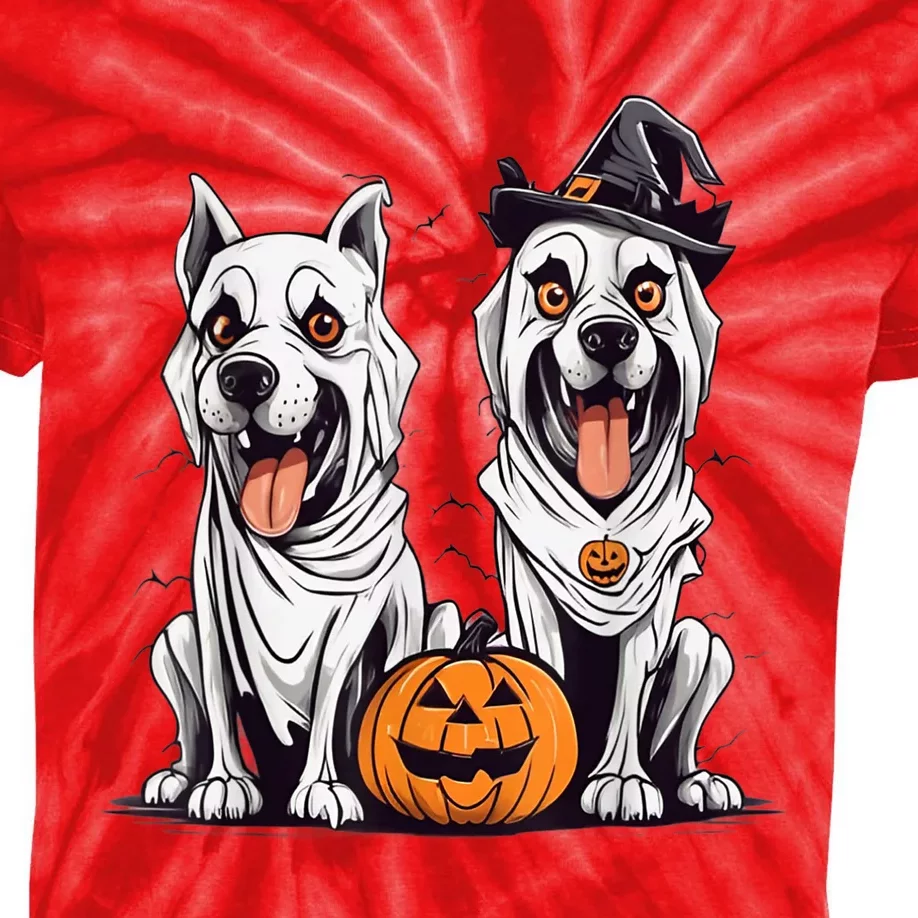 Dog Ghost Funny Halloween Mummy Dog Lover Matching Family Kids Tie-Dye T-Shirt